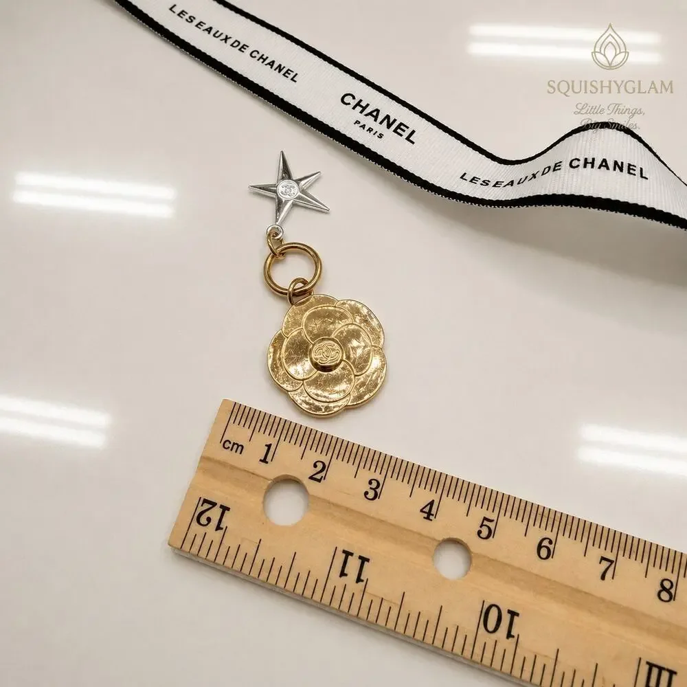 Chanel Beaute Gold Camellia Charm – Gold Tone Flower Keychain Charm